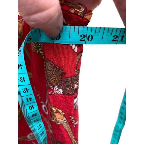 Talbots Equestrian Print Red Drape Neck Long Sleeve Jersey Size L - Picture 5 of 6